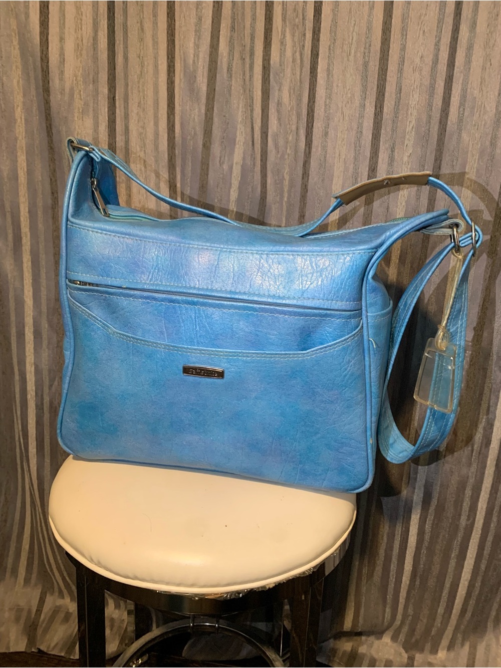 Samsonite Silhouette Blue Vinyl Shoulder Bag